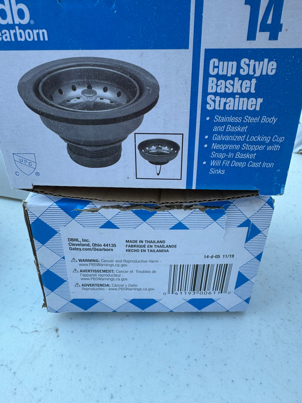 Dearborn Oatey Cup Sink Strainer – Stainless, Boxed