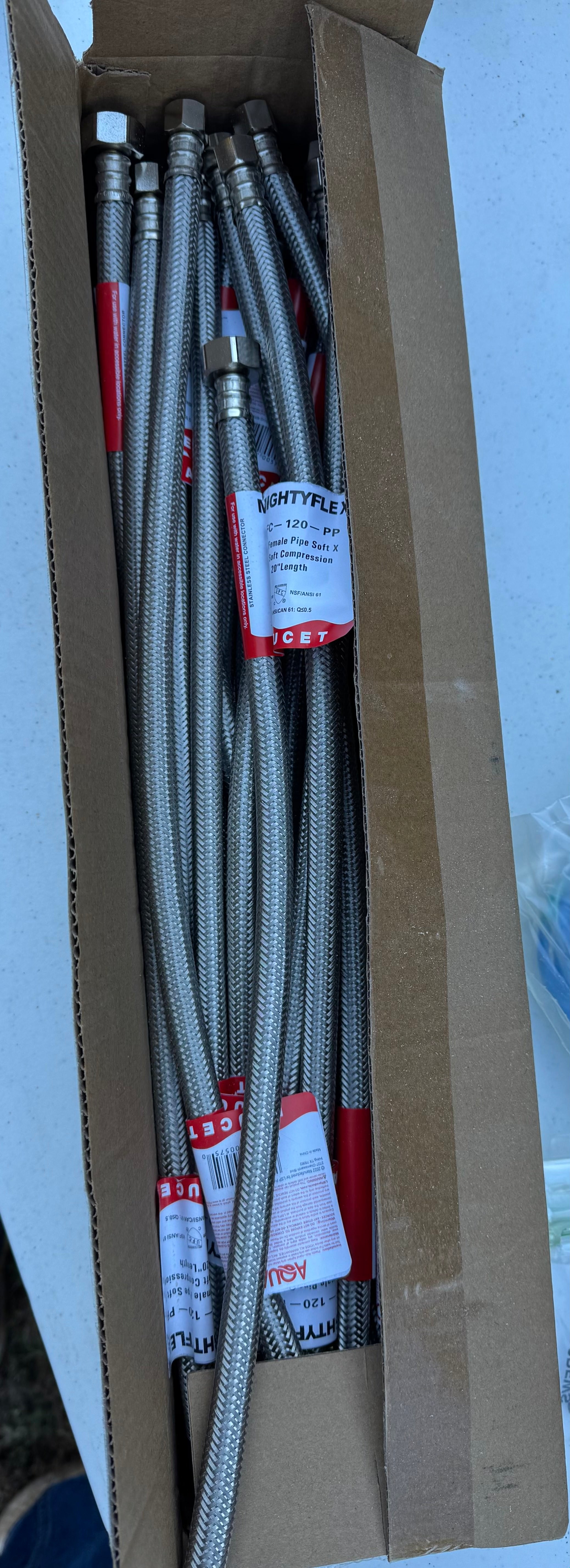 LSP MightyFlex Stainless Faucet Connector – 1/2" FIP x 3/8" Comp, 20"