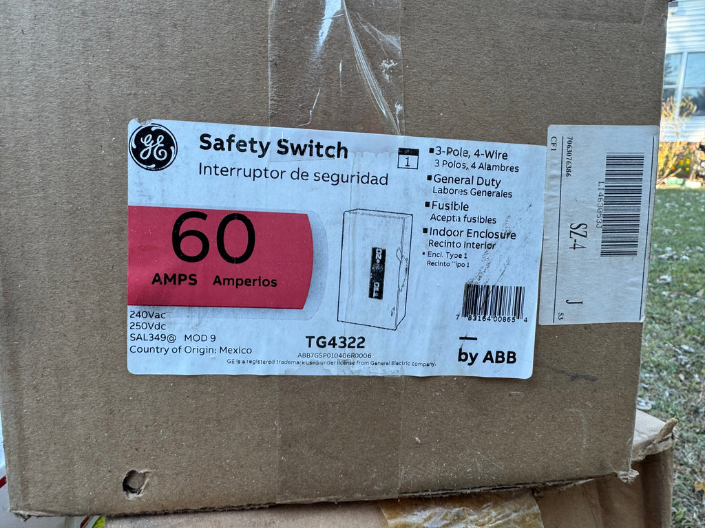 GE TG4322 60 Amp Indoor Safety Switch – Fusible, Heavy Duty