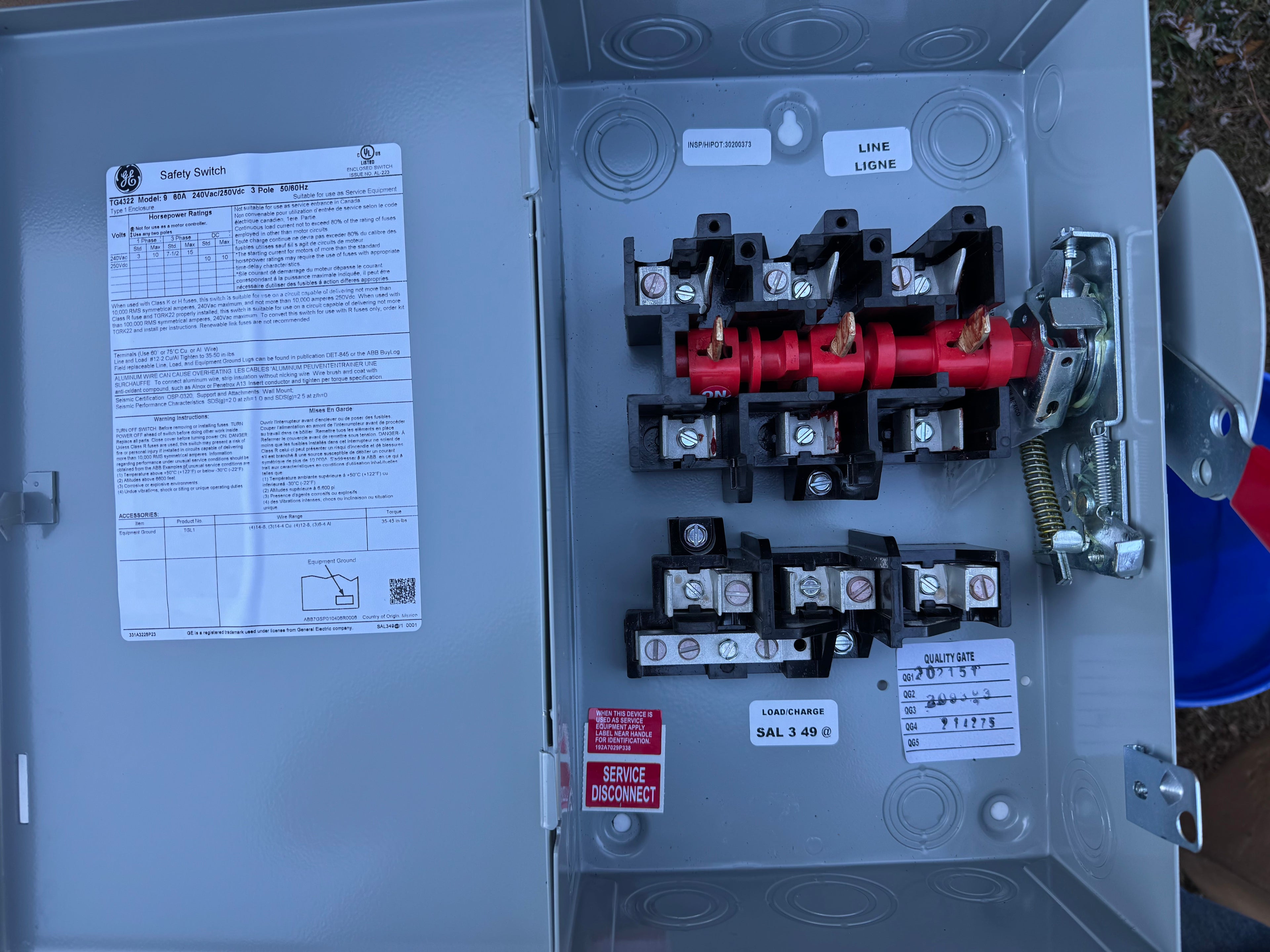 GE TG4322 60 Amp Indoor Safety Switch – Fusible, Heavy Duty