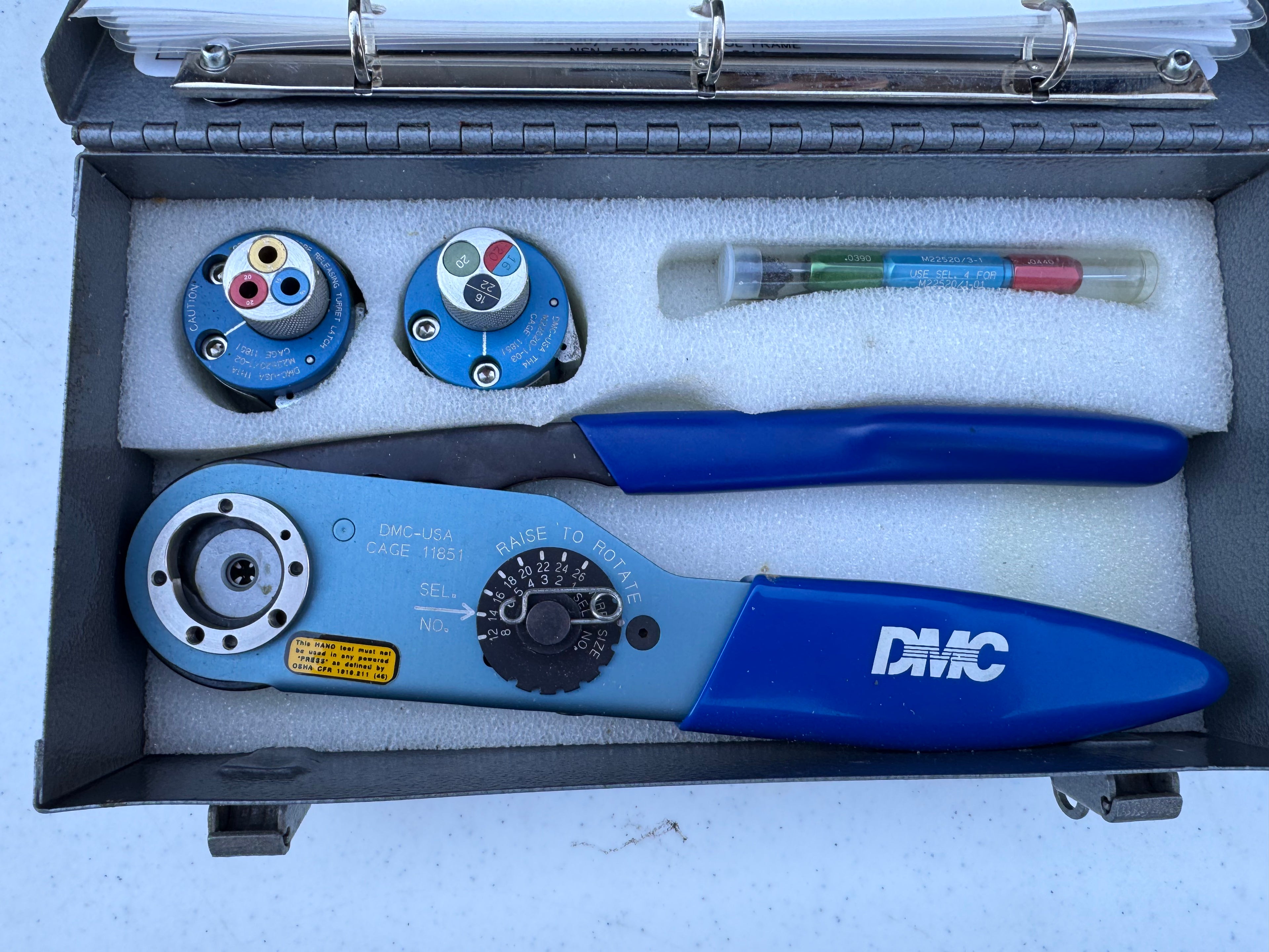 Daniels DMC7 MIL-C-22520/1 Aerospace Crimp Tool Kit w/ Turrets